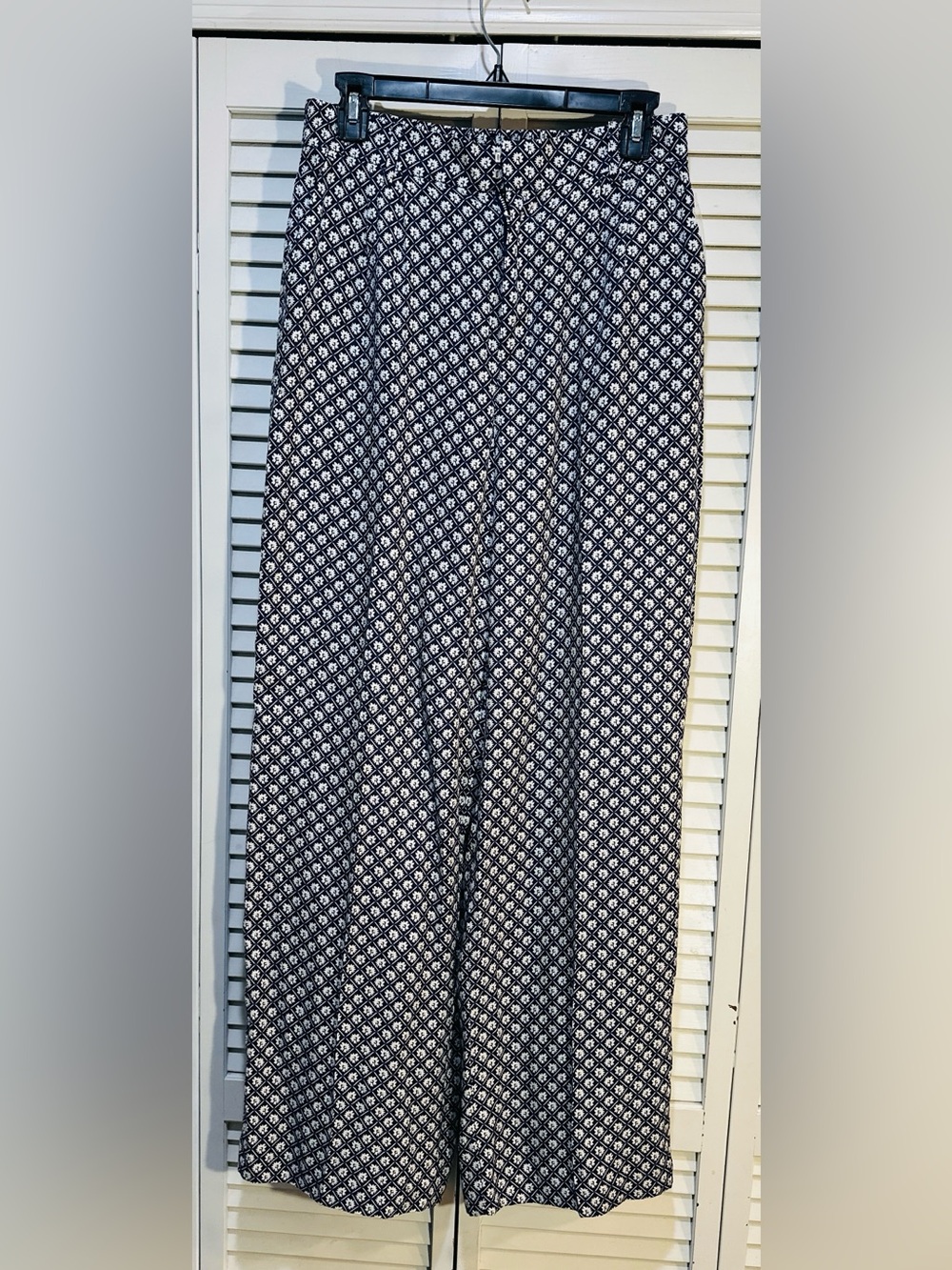 NWT Navy White Wide Leg Palazzo Pants Silk Blend High Rise Size 6 - Picture 2 of 16